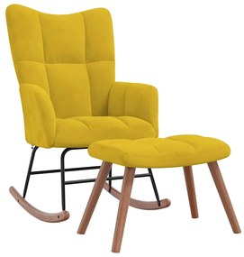 328157 vidaXL Люлеещ се стол с табуретка, горчица, кадифе