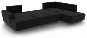 Черен кадифен разтегателен ъглов диван с място за съхранение (десен ъгъл/U форма) Kyoto – Cosmopolitan Design