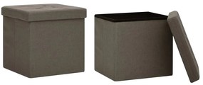 338774 vidaXL Сгъваеми табуретки за съхранение, 2 бр, кафяви, изкуствен лен