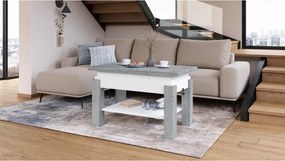 БРАВО Милениум Бетон/Бял - РАЗТЕГАТЕЛНА ХОЛНА МАСА С ПОВДИГАЩ МЕХАНИЗЪМ И С РАФТ