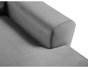 Светлосив кадифен разтегателен ъглов диван с място за съхранение (десен ъгъл) Kyoto – Cosmopolitan Design