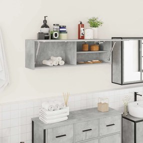 860097 vidaXL Стенен шкаф за баня, бетонно сив, 100x25x30 см, инженерно дърво
