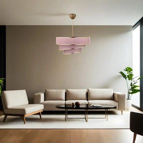 Розово и златисто висящо осветително тяло с текстилен абажур ø 40 cm Couper – Opviq lights