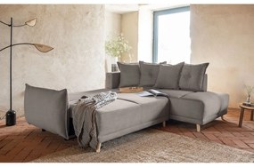 Светлокафяв велурен разтегателен диван (десен ъгъл) Lazy Lukka - Miuform