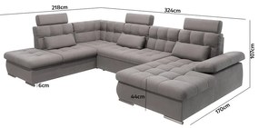 Сив разтегателен ъглов диван с място за съхранение (ляв ъгъл/U форма) Merkur – Ropez