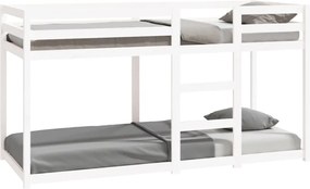 821650 vidaXL Двуетажно легло, бяло, 80x200 см, борово дърво масив