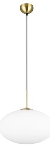 Бяло и златисто висящо осветително тяло със стъклен абажур ø 40 cm Fomento – Trio