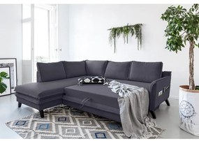 Антрацитен ъглов разтегателен диван ляв ъгъл, Charming Charlie - Miuform