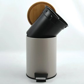 Кафяво-сиво стоманено кошче за боклук с педал 3 l Adonis – Spirella