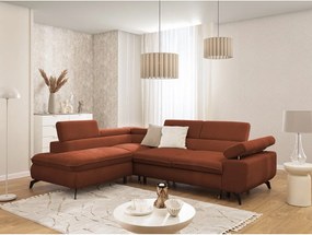 Теракотен шенилов ъглов диван (ляв ъгъл L форма) Marbeya – Ropez