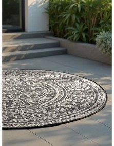 Черно-бял кръгъл килим за открито и закрито ø 160 cm Duet Kona – NORTHRUGS