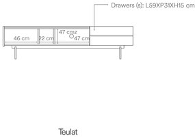 Масичка за телевизор в светлосиво и естествен дъб 180x45 cm Otto - Teulat