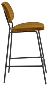 Бар стол от кадифе в цвят горчица 92 cm Emma - Light &amp; Living