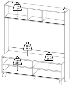 TV комплект от дъбов декор в бял и естествен цвят 159x181x48 cm Ikast – Tvilum