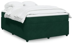 3285653 vidaXL Боксспринг легло с матрак, тъмнозелено, 160x200 см, кадифе