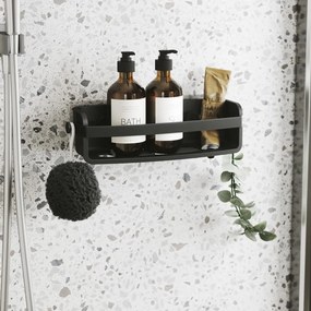 Черен пластмасов рафт за баня без пробиване Flex Adhesive – Umbra