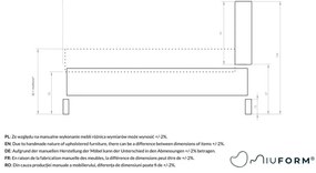 Сиво тапицирано двойно легло с включена подматрачна рамка 140x200 cm Eve – Miuform