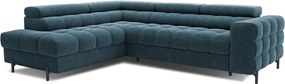 Син разтегателен ъглов диван с място за съхранение от букле (ляв ъгъл L форма) Ferucce – ELTAP