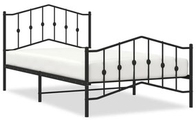 373803 vidaXL Метална рамка за легло с горна и долна табла, черна, 107x203 см
