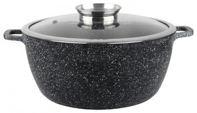Тенджера с капак Oliver Voltz OV54318C28, Ø28x12.5 см, 6.5 л, Лят алуминий, Керамично мраморно покритие, Черен