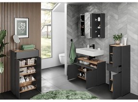 Антрацитен висок шкаф за баня 34x111 cm Forano – Germania