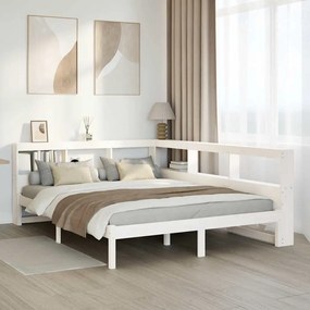 3324312 vidaXL Легло с етажерка за книги, без матрак, 160x200 см, бор масив