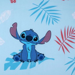 Син еластичен единичен памучен детски чаршаф 90x200 cm Lilo &amp; Stitch "Blue" – Jerry Fabrics