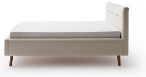Бежово двойно легло 140x200 cm тапицирано с място за съхранение с включена подматрачна рамка Lotte – Meise Möbel