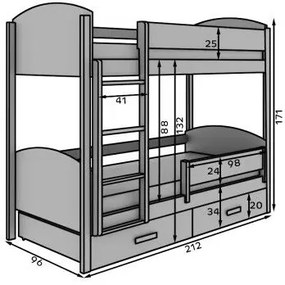 Двуетажно легло Jacky plus-Бяло-Артизиан-200 x 90