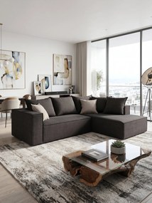 Ъглов диван Opalin-Сиво тъмно-Дясно