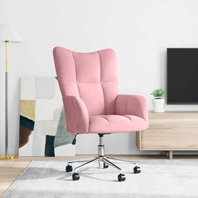 328165 vidaXL Релакс стол, розов, кадифе