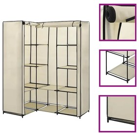 282451 vidaXL Ъглов гардероб, кремав, 130x87x169 см