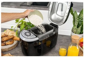 Хлебопекарна FIRST FA-5152-3-BA, 850W, 1.25 кг, 12 програми, Таймер, Незалепващо покритие, Черен/инокс