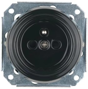 Bohemia-Design - Порцеланова ретро стенна розетка без рамка 250V/16A черна