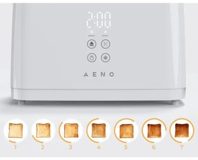 Тостер за хляб AENO ATS0002W, 930W, 7 степени, Сензорно управление, Обратен таймер, Защита при засядане, Тих, Бял