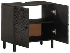 356838 vidaXL Шкаф за баня, черен, 62x33x58 см, масивно мангово дърво