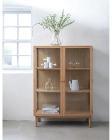 Витрина от дъбова дървесина в естествен цвят 140x100 cm Elba - Unique Furniture