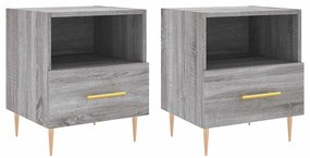 827417 vidaXL Нощни шкафчета 2 бр сив сонома 40x35x47,5 см инженерно дърво