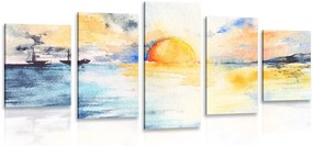 картини от 5 части – Ярък залез на морето