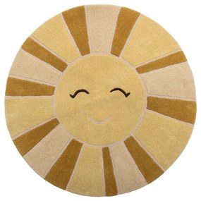Бежов/в кехлибарен цвят вълнен детски килим ø110 cm Sun – Bloomingville Mini