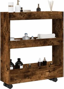 855245 vidaXL Тясна количка за съхранение 3 нива опушен дъб инженерно дърво