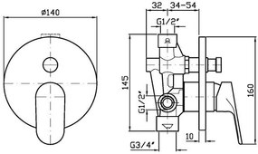 Външни части на смесител за баня Zucchetti NIKKO