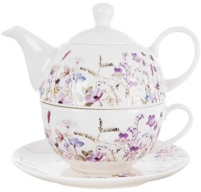 Бял/лилав порцеланов сервиз за чай Louka – Orion
