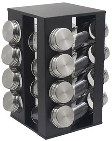 Бурканчета за подправки на стойка ZEPHYR ZP 1217 CS16, 16 бр. бурканчета, 4 нива, Въртяща се основа, Черен