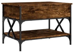845353 vidaXL Кафе маса, опушен дъб, 70x50x50 см, инженерно дърво и метал