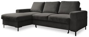 Тъмносив разтегателен ъглов диван от рипсено кадифе (ляв ъгъл) Lofty Lilly – Miuform