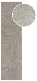 Светлосив вълнен килим 60x230 cm Lino Leaf - Flair Rugs