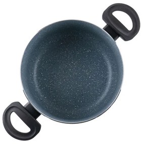 Дълбока тенджера Luigi Ferrero Prima FR-2245D, 22x13 см, 4.5 л, Незалепващо покритие с мраморен ефект, Индукция, Стъклен капак с отвор, Тъмносин