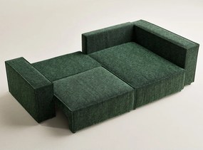 Тъмнозелен шенилов сгъваем/с място за съхранение ъглов диван (десен ъгъл/L форма) Tonga – Maison de Rêve