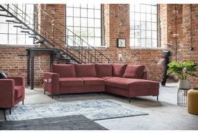 Розов кадифен разтегателен ъглов диван (десен ъгъл) Lofty Lilly – Miuform